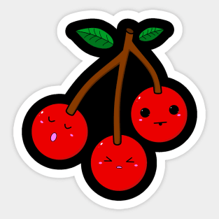 Three cute Kawaii cherries Sticker